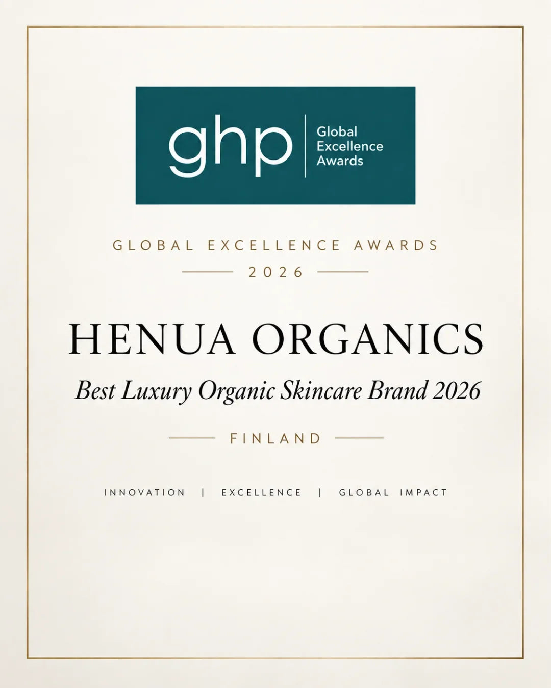 Henua Organics získala ocenenie Best Luxury Organic Skincare Brand 2026